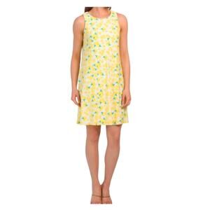 Pappagallo XL Dress Retro 60s Sheath Stretch Lemon Vacation Cruise Travel Casual